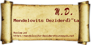 Mendelovits Dezideráta névjegykártya